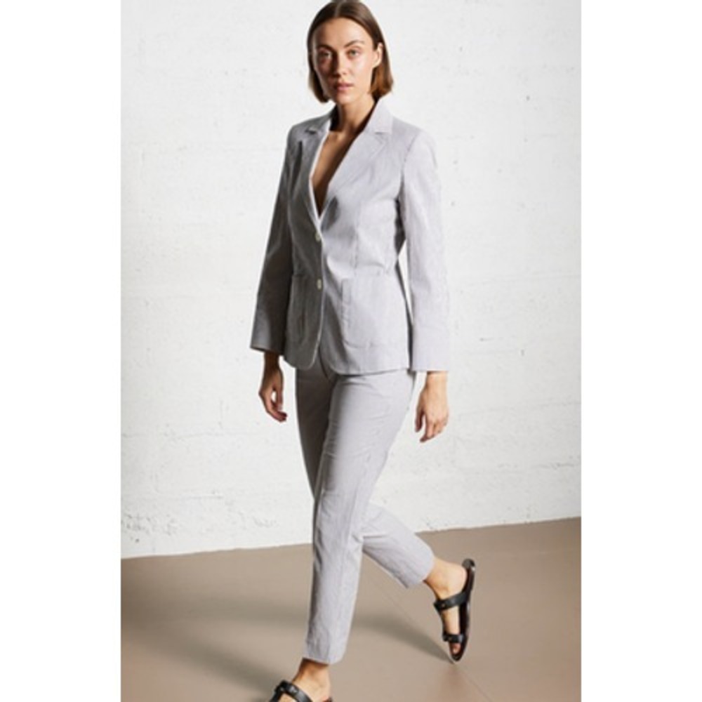 Weekend Max Mara Pants Womens 10 White Striped Slim Career Ankle Dress Work